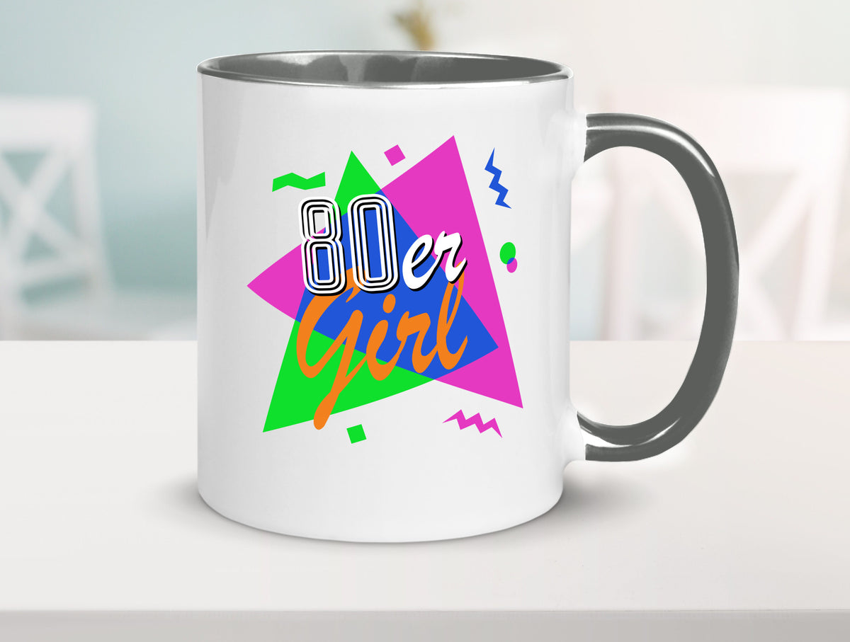80er Girl - Jahre bunt + verrückt retro Humor Geschenkidee Tasse