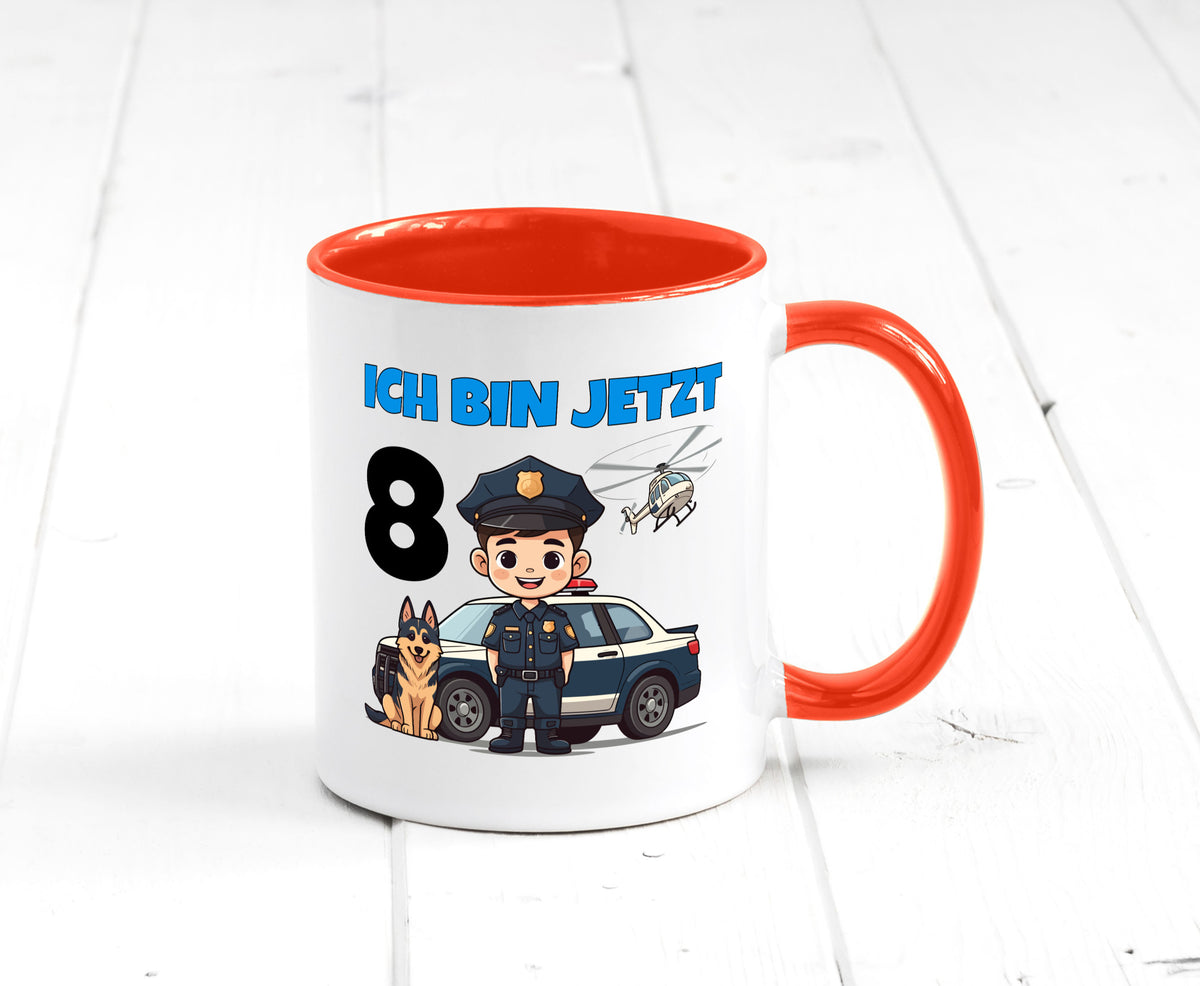 8. Geburtstag | 8 Jahre Polizei Kind Polizeiauto lustig Geschenkidee Geschenk Tasse