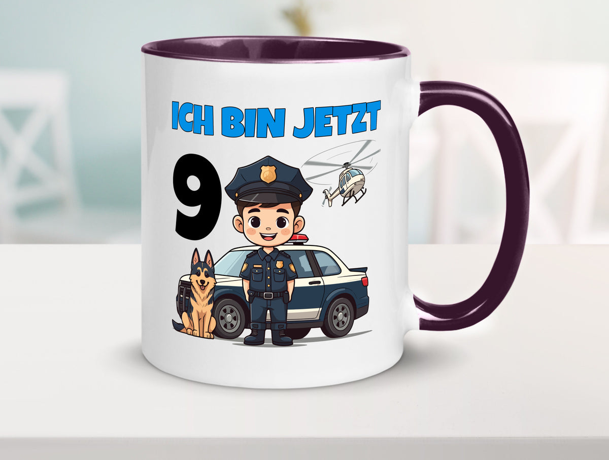 9. Geburtstag | 9 Jahre Polizei Kind Polizeiauto lustig Geschenkidee Geschenk Tasse