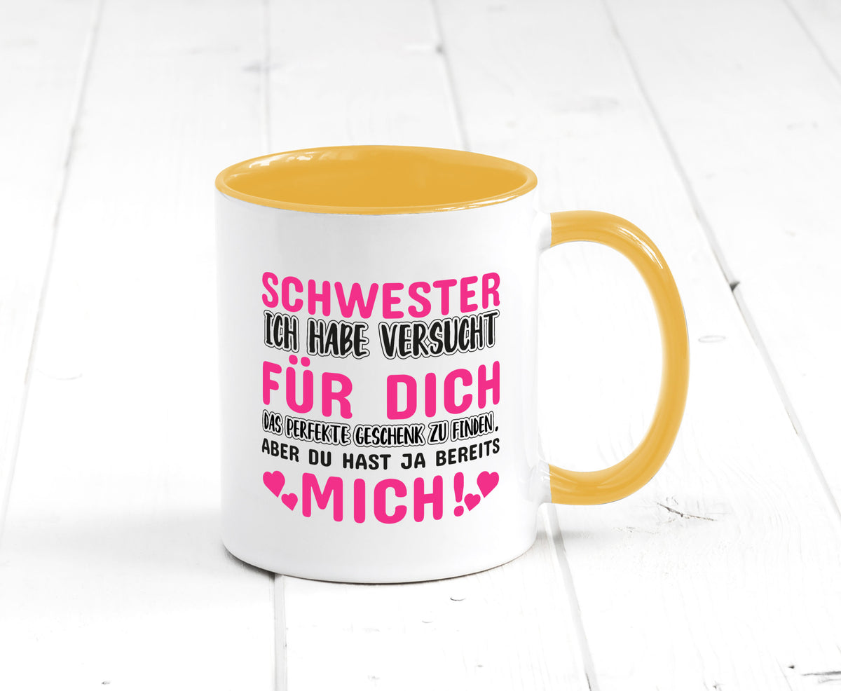 Schwester Tasse | lustiger Spruch Geschwisterliebe v2 Humor Geschenkidee