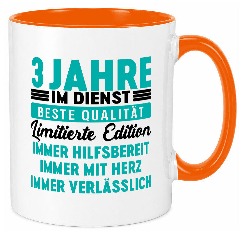 3 Jahre im Dienst | Jubiläum Arbeit v5 lustig Kollegen Büro Geschenk Tasse