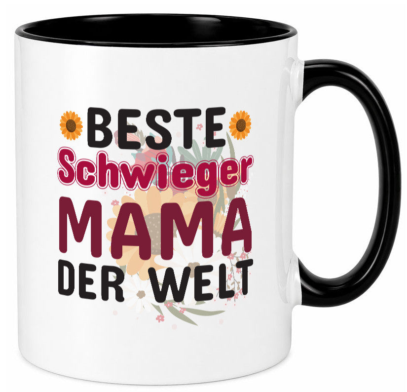 Beste Schwiegermama | Schwiegermutter Tasse Blumen Humor Familie Geschenkidee