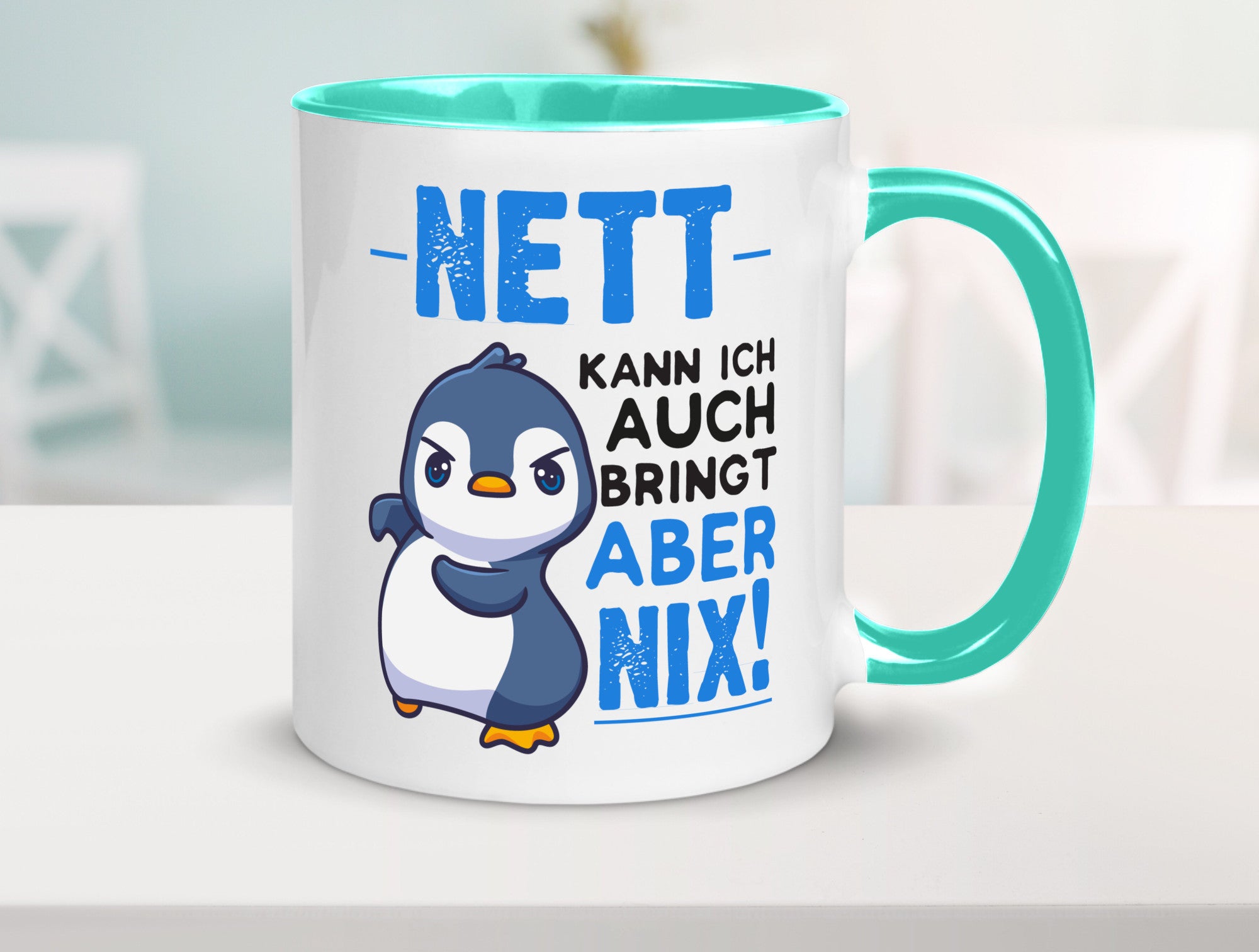 Nett kann ich auch | lustige Spruchtasse Pinguin Geschenk Humor Geschenkidee