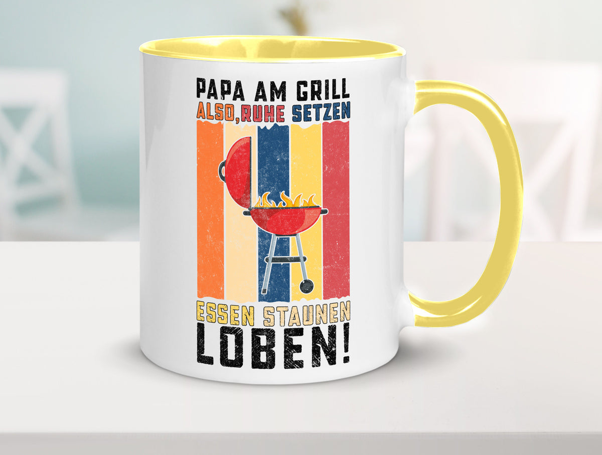 Papa am Grill | Grillmeister BBQ Grillabend v2 Geschenkidee Humor Tasse