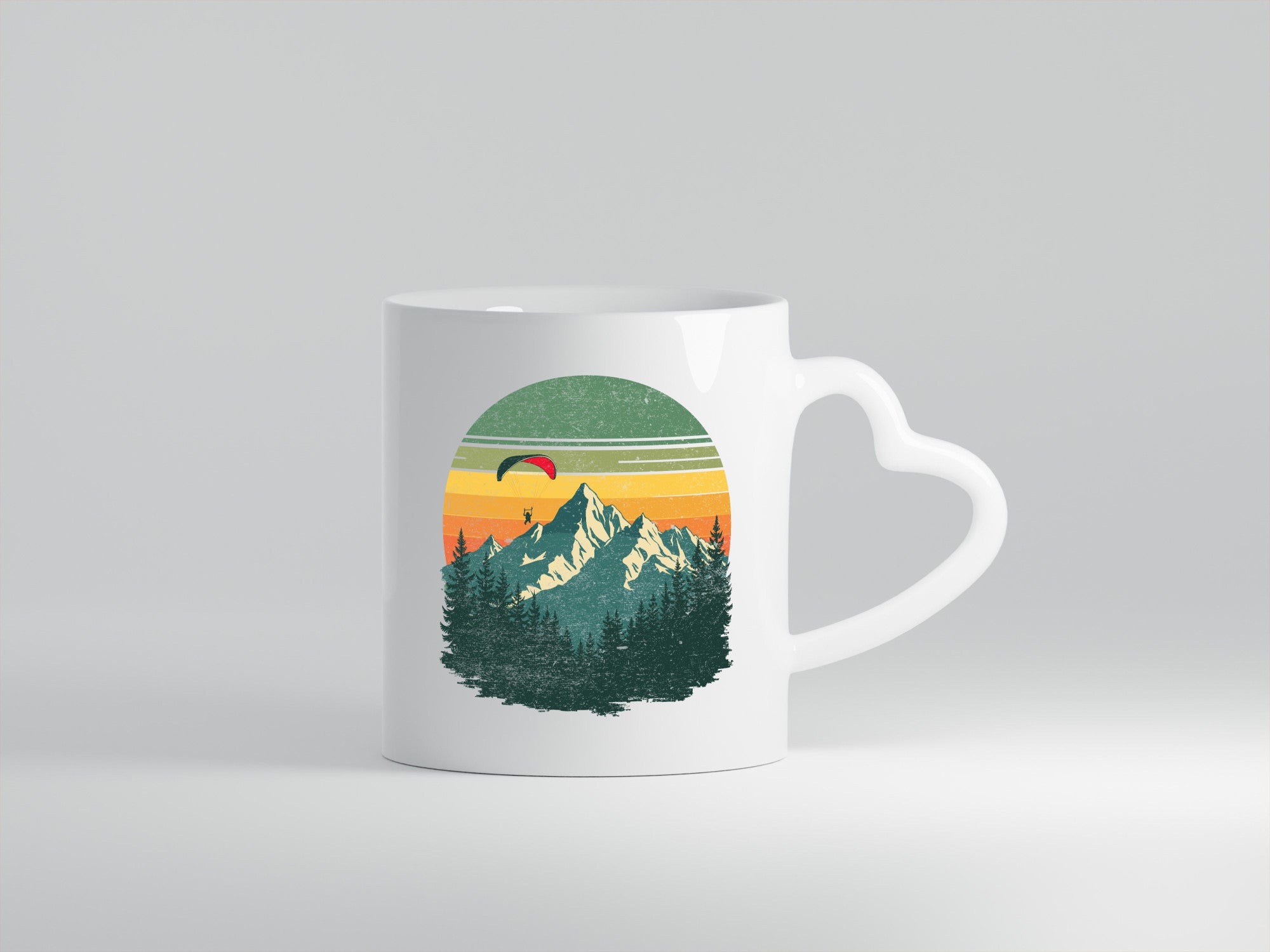 Retro Fleitschirmfliegen über die Berge v2 lustiger Spruch Geschenk Humor