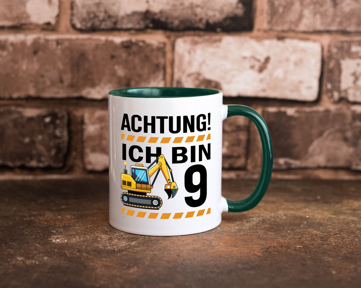 9 Geburtstag Ich bin | Bagger Junge lustiger Spruch Geschenk Geschenkidee Tasse