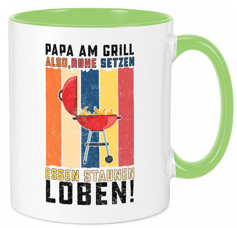 Papa am Grill | Grillmeister BBQ Grillabend v2 Geschenkidee Humor Tasse