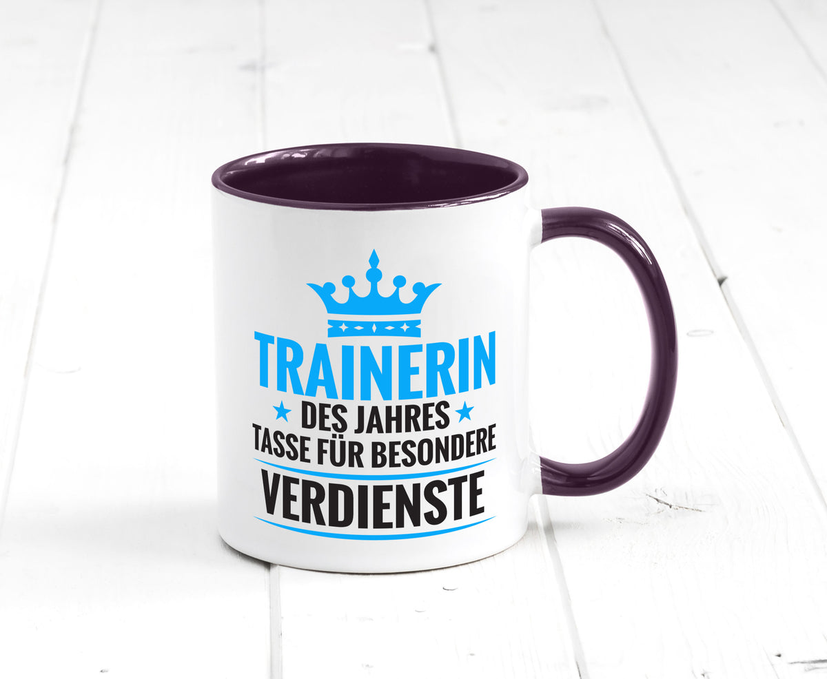Besonderer Verdienst: Trainerin | Sportverein Humor Geschenk Geschenkidee Tasse