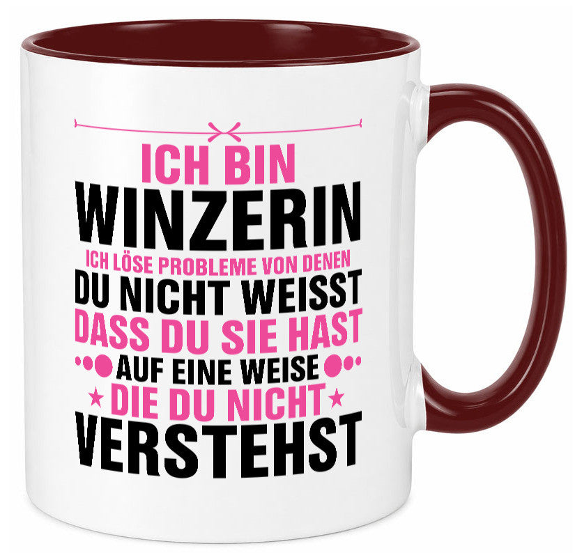 Löse Probleme: Winzerin | Weinbauer Wein Humor Geschenkidee Tasse