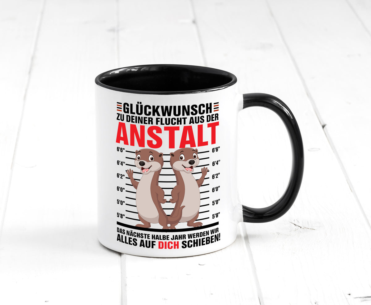Glückwunch zur Flucht | Jobwechsel Arbeitskollegen Geschenk Arbeit Kollegen Tasse