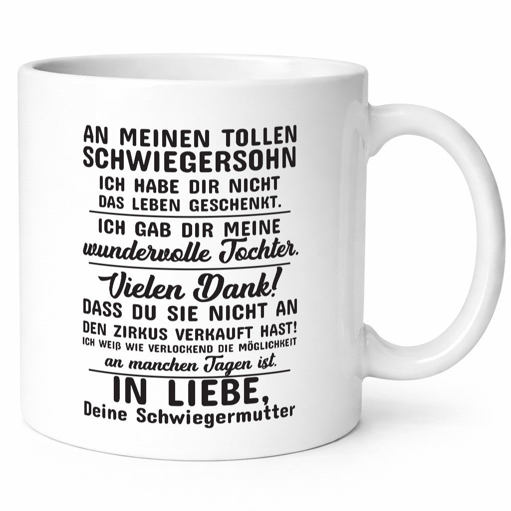An meinen tollen Schwiegersohn lustiger Spruch Geschenk Familie Geschenkidee