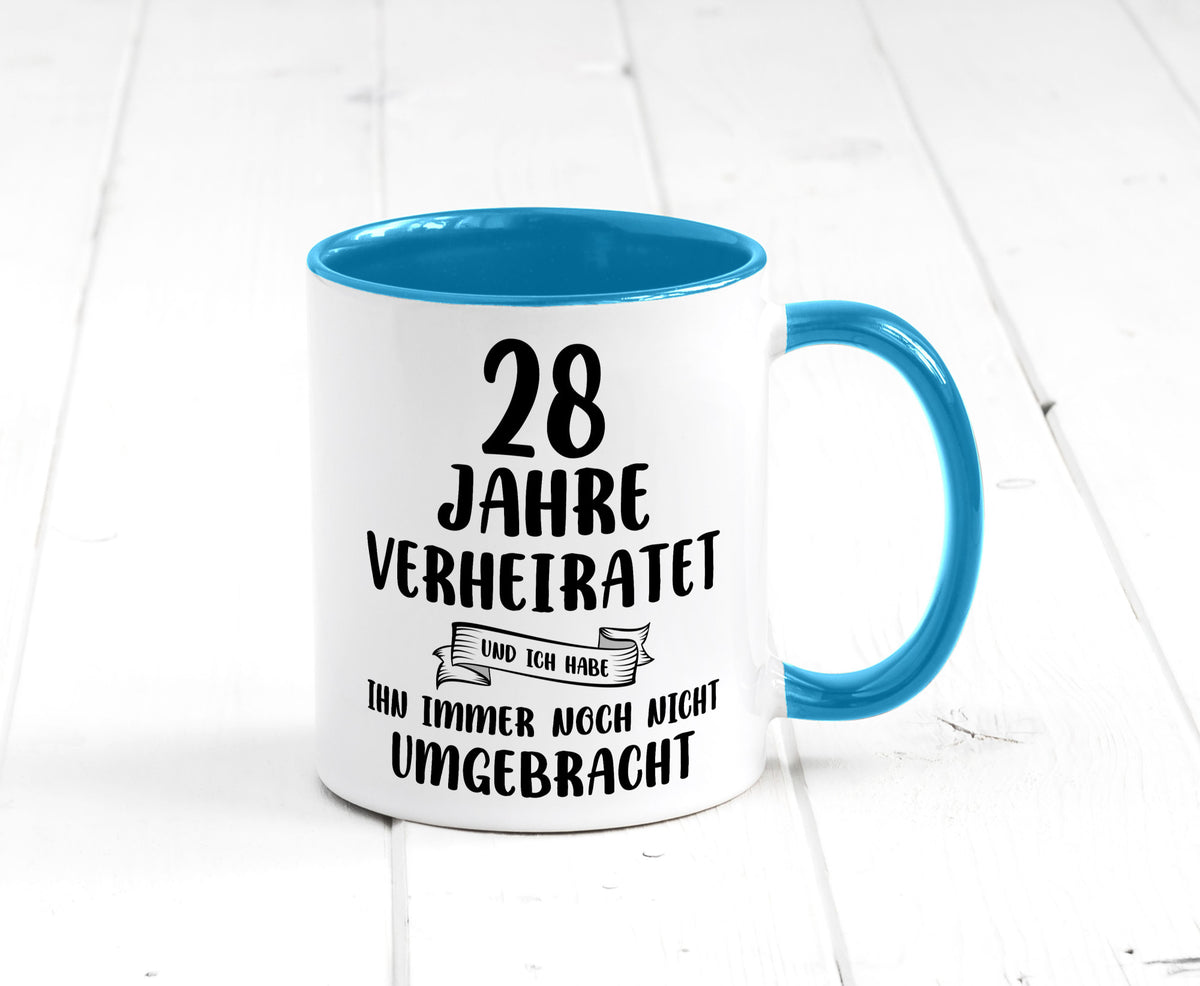 28 Jahre Verheiratet, immer noch am Leben! Geschenkidee Humor Tasse