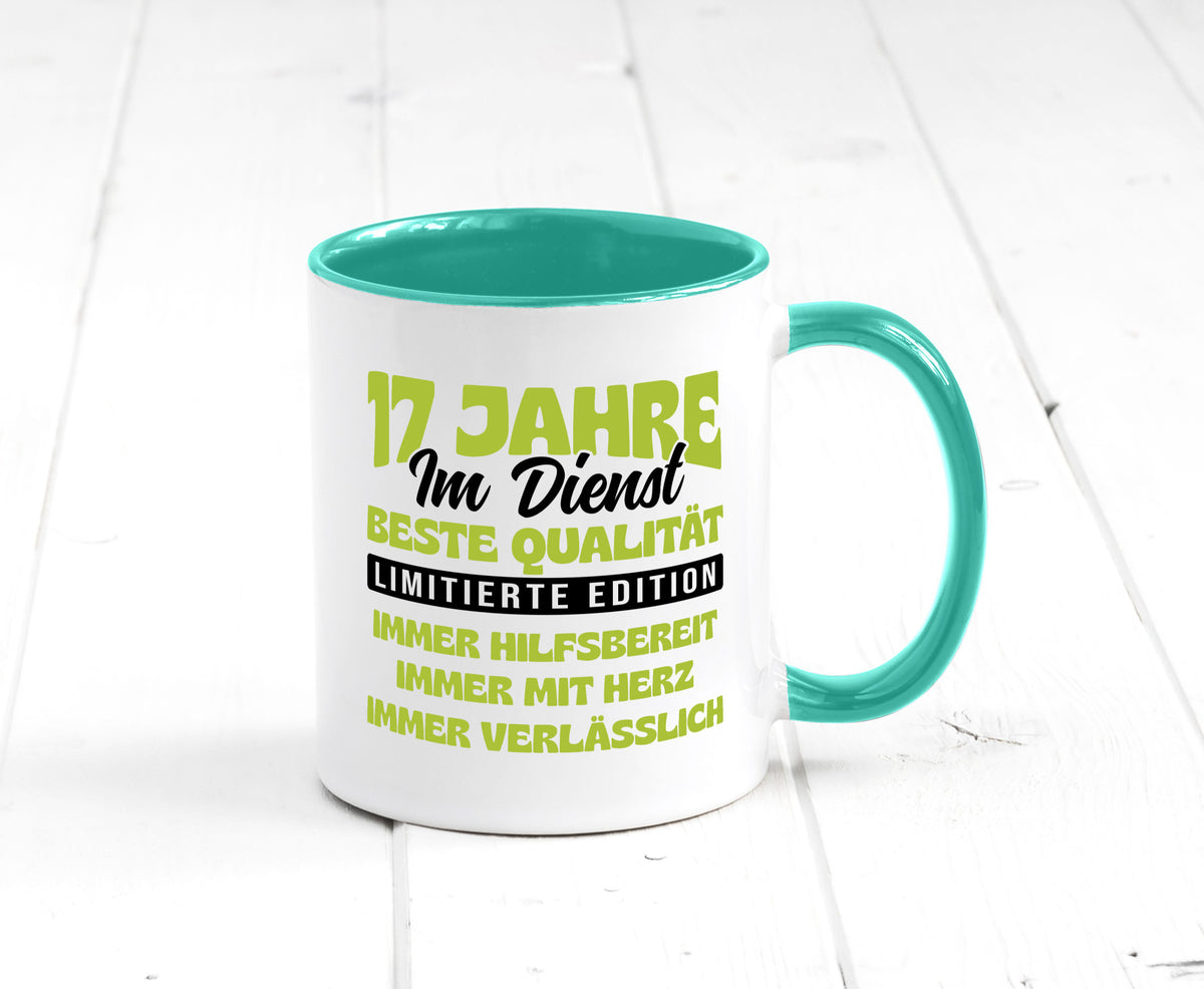 17 Jahre im Dienst | Jubiläum Arbeit v4 Geschenk Kollegen Büro lustiger Spruch Tasse