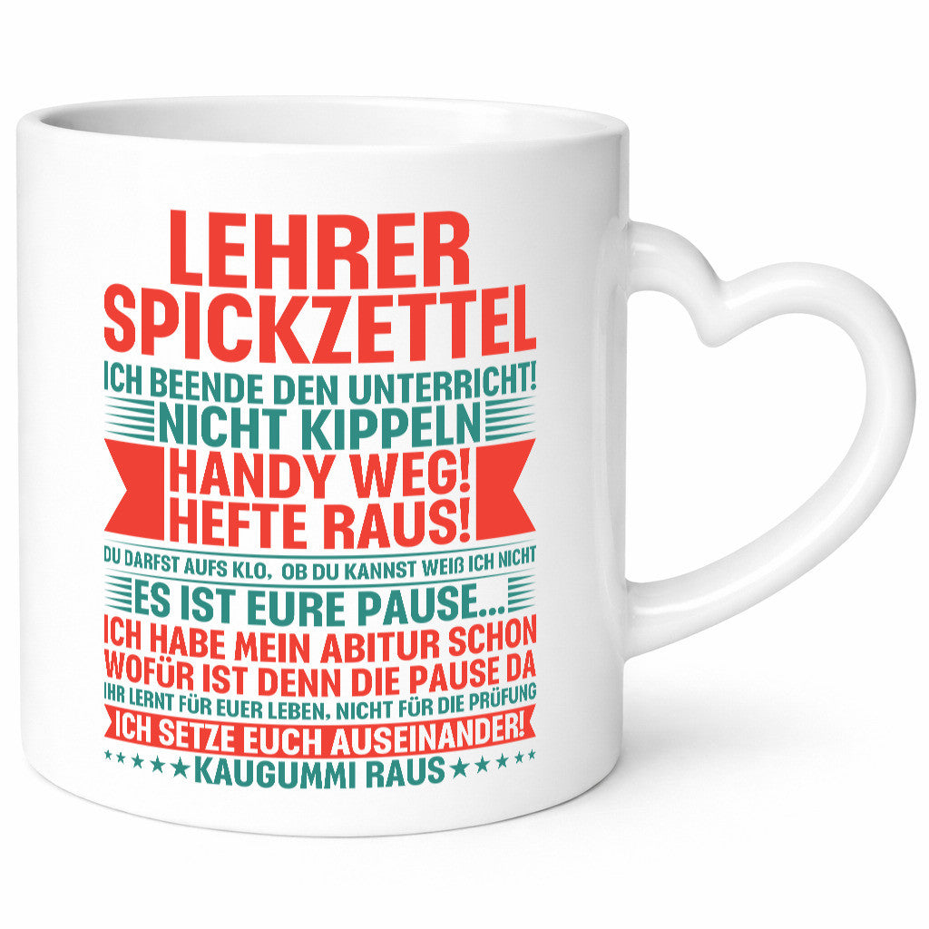 Lehrer Spickzettel | Beruf Tasse lustiger Spruch vl4 lustig Arbeit Kollegen