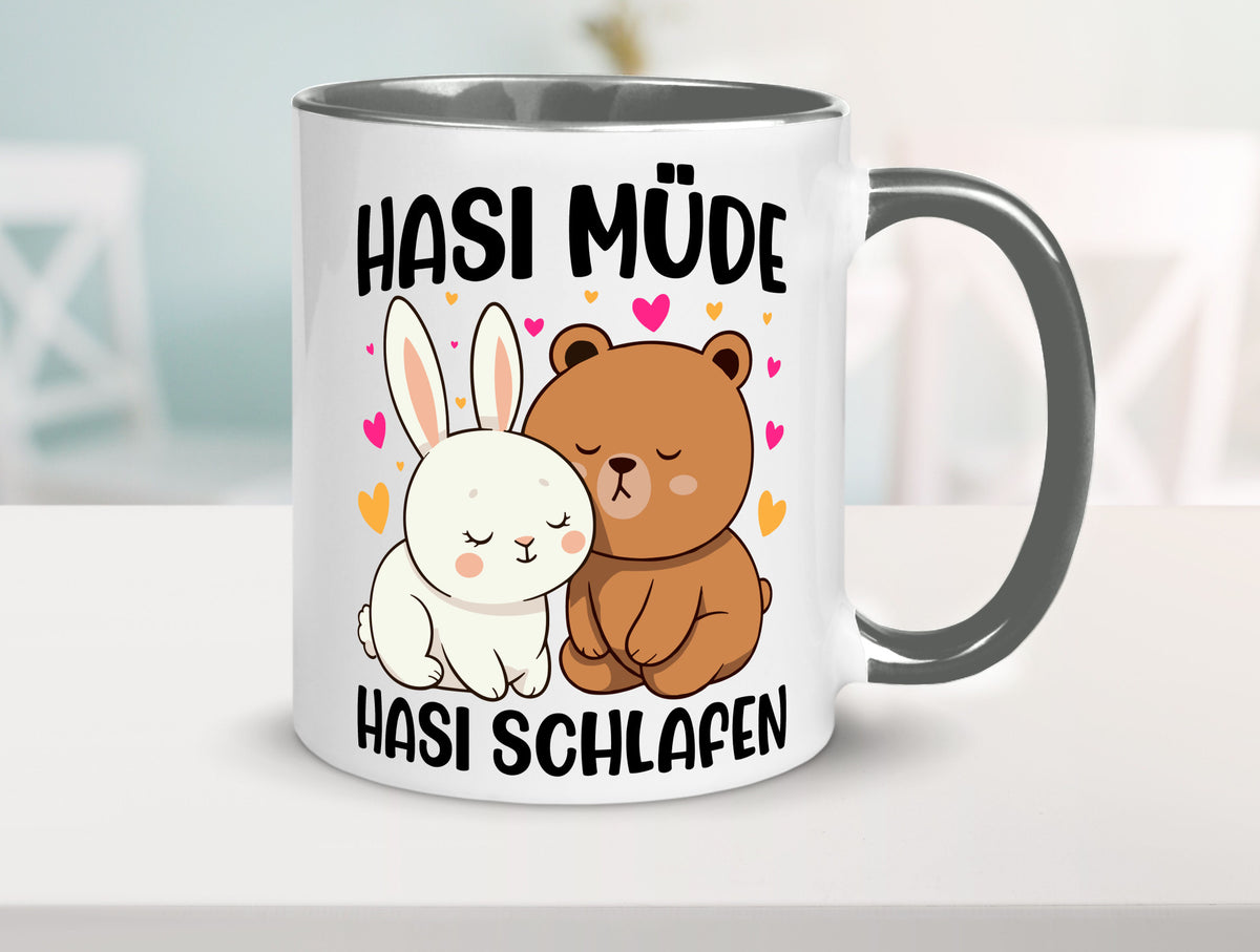 Hasi Müde | schlafen Kaninchen Häschen v2 lustiger Spruch Geschenk Humor Tasse
