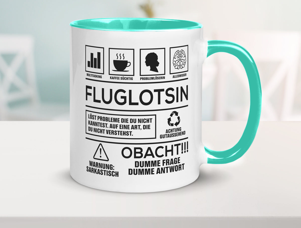 Achtung Probleme Fluglotsin | Flughafen Flugverkehr Geschenk Humor Geschenkidee Tasse