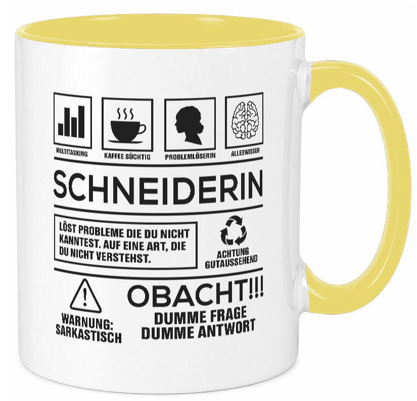 Achtung Probleme Schneiderin | Beruf Schneiderei Geschenkidee Arbeit Kollegen Tasse
