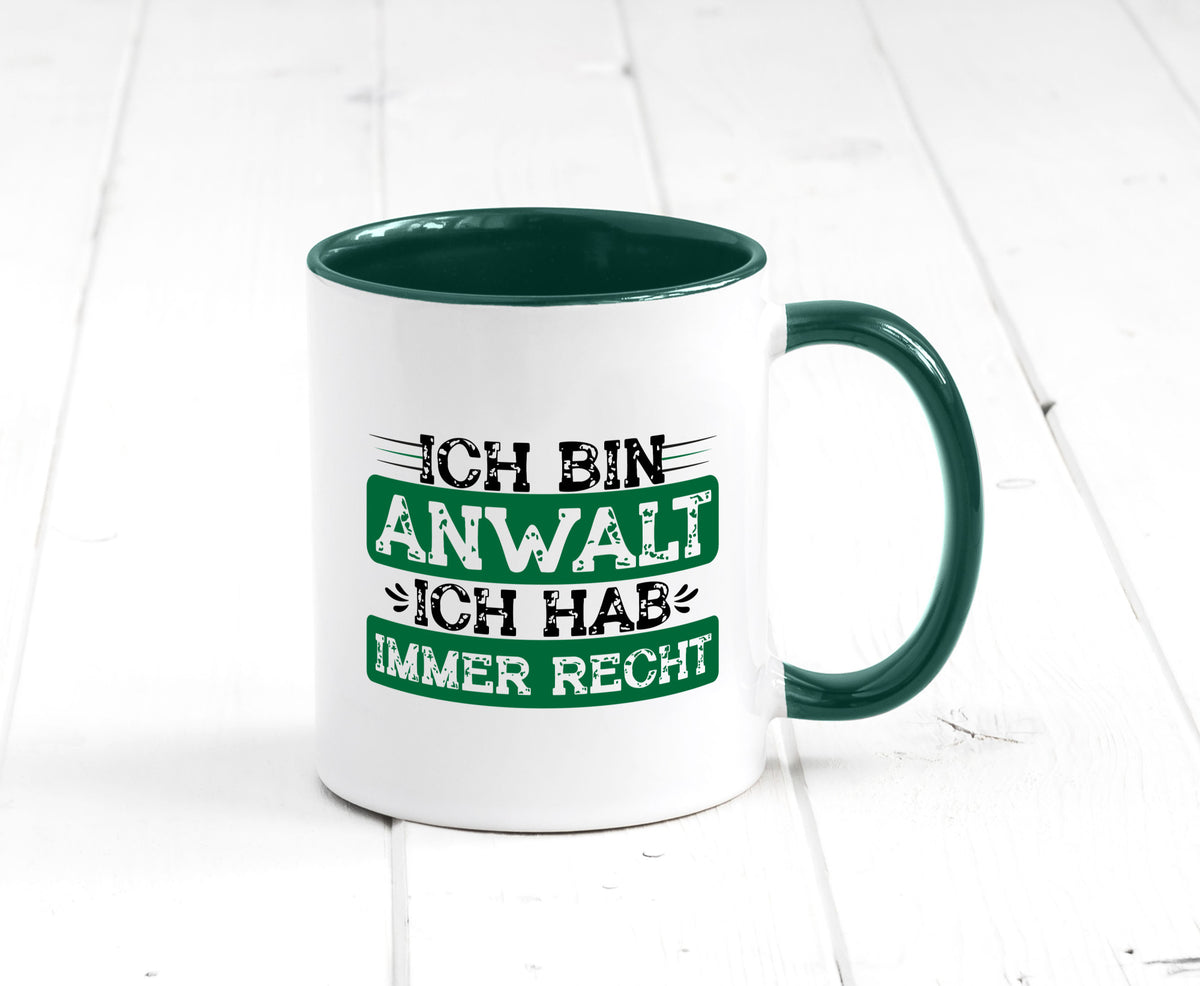 Ich bin Anwalt habe immer Recht | Jura Humor Geschenkidee Tasse