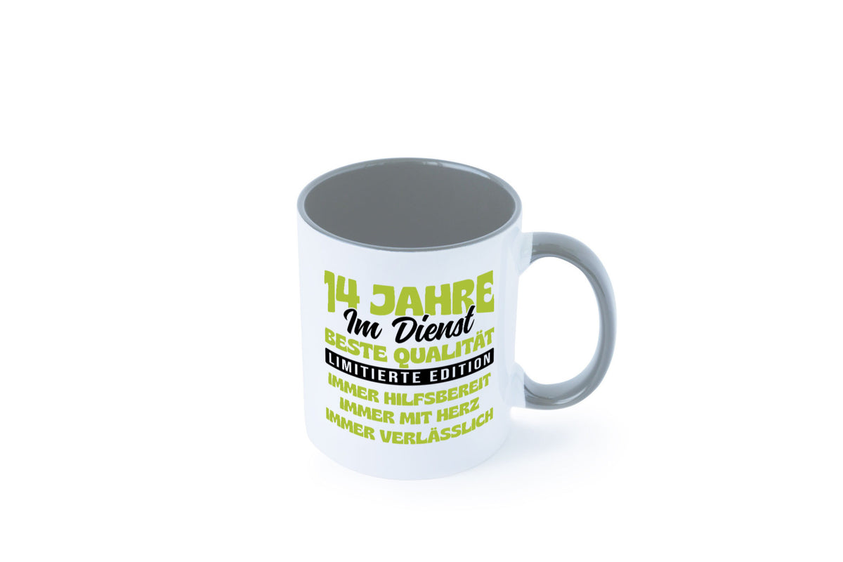 14 Jahre im Dienst | Jubiläum Arbeit v4 Geschenkidee Kollegen Büro Humor Tasse