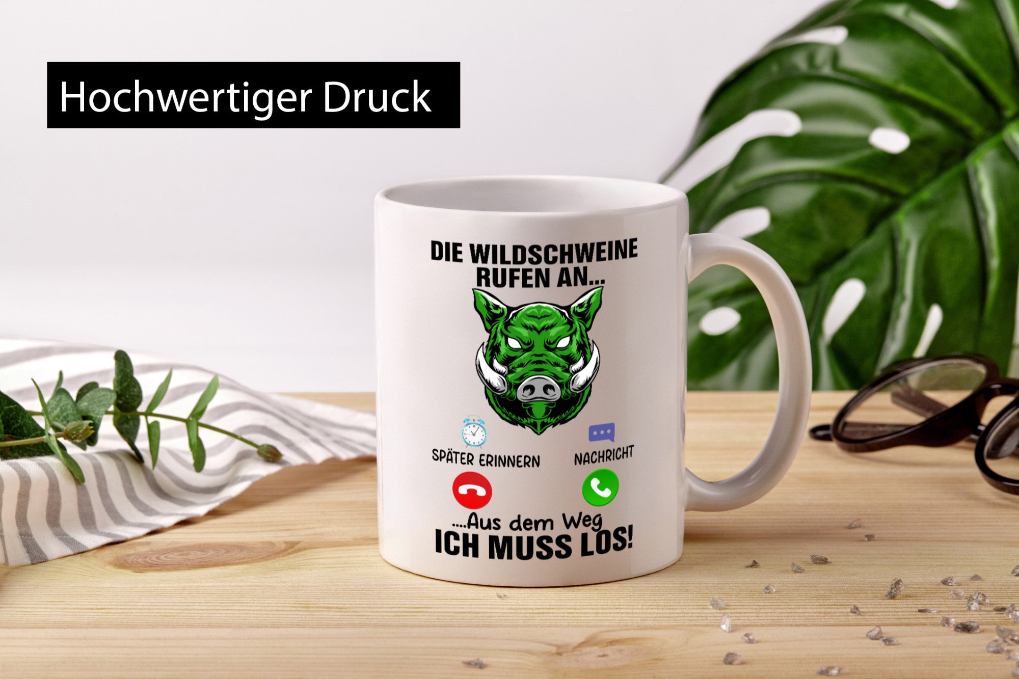 Wildschweinjagt | Wildscheine rufen an Jäger Humor Geschenkidee Tasse
