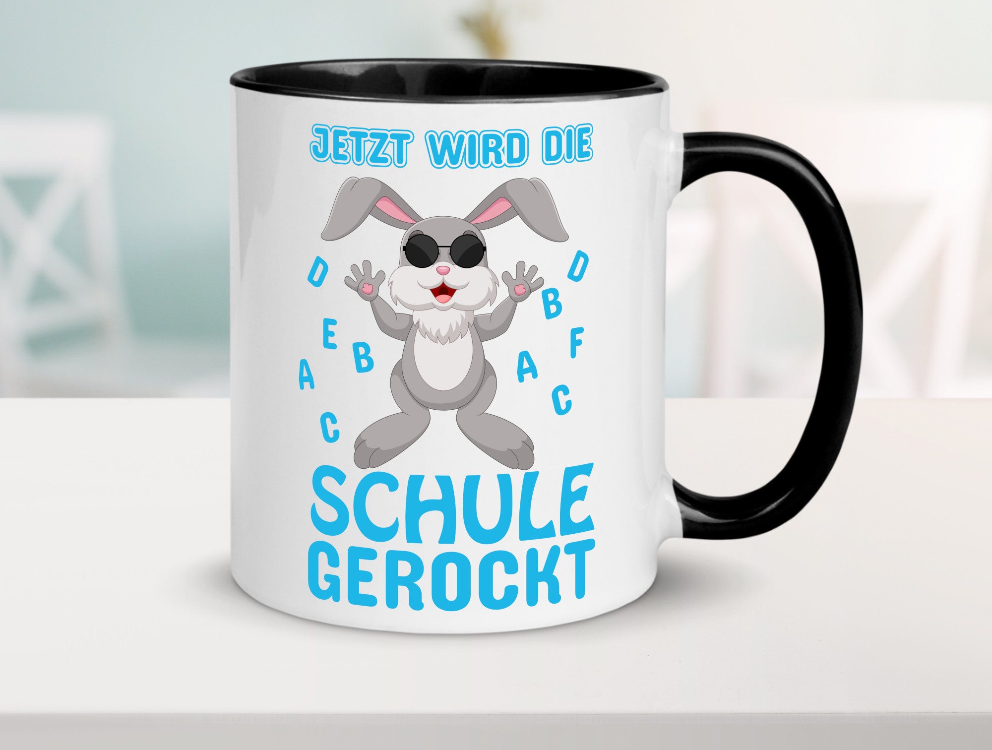Schule wird gerockt | Schulbeginn Tasse cooler Hase lustiger Spruch Geschenk