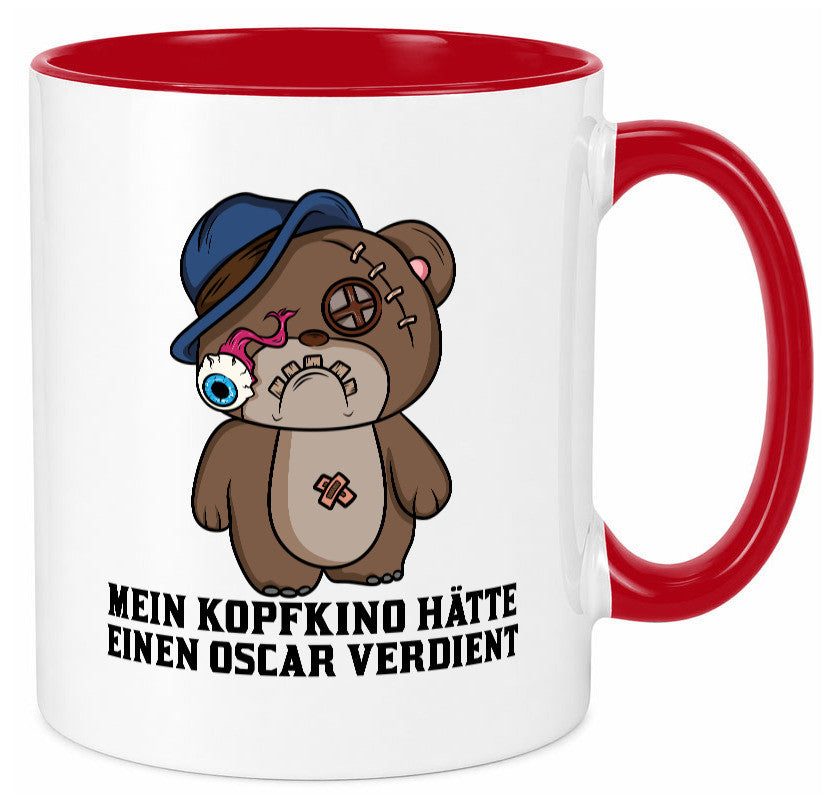 Mein Kopfkino hätte Oscar verdient | kaputter Bär Comic lustiger Spruch Tasse