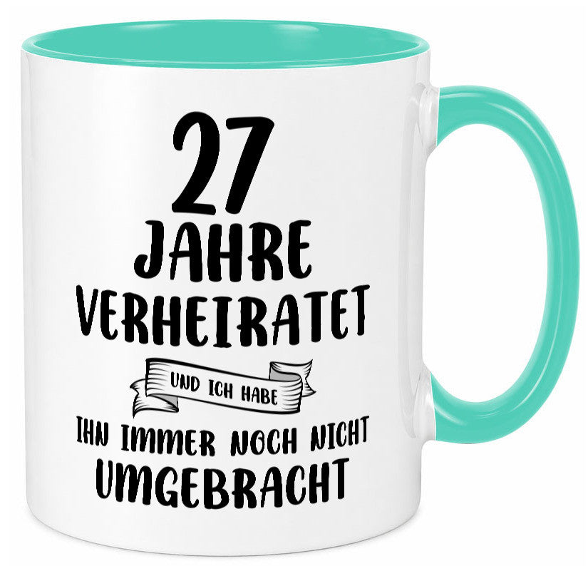 27 Jahre Verheiratet, immer noch am Leben! Geschenkidee Humor Tasse