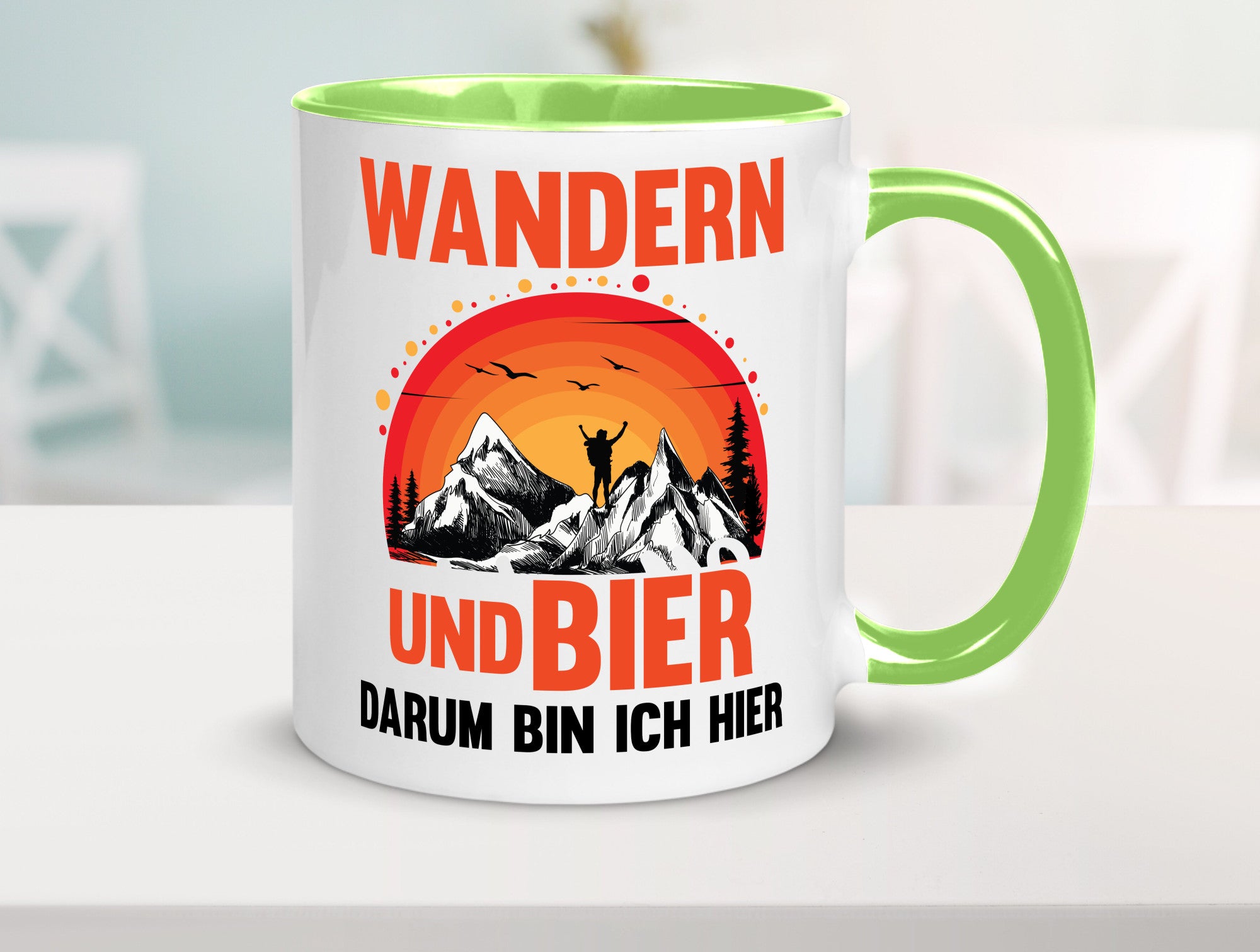Wandern und Bier darum bin ich hier | lustiger Spruch Geschenk Humor
