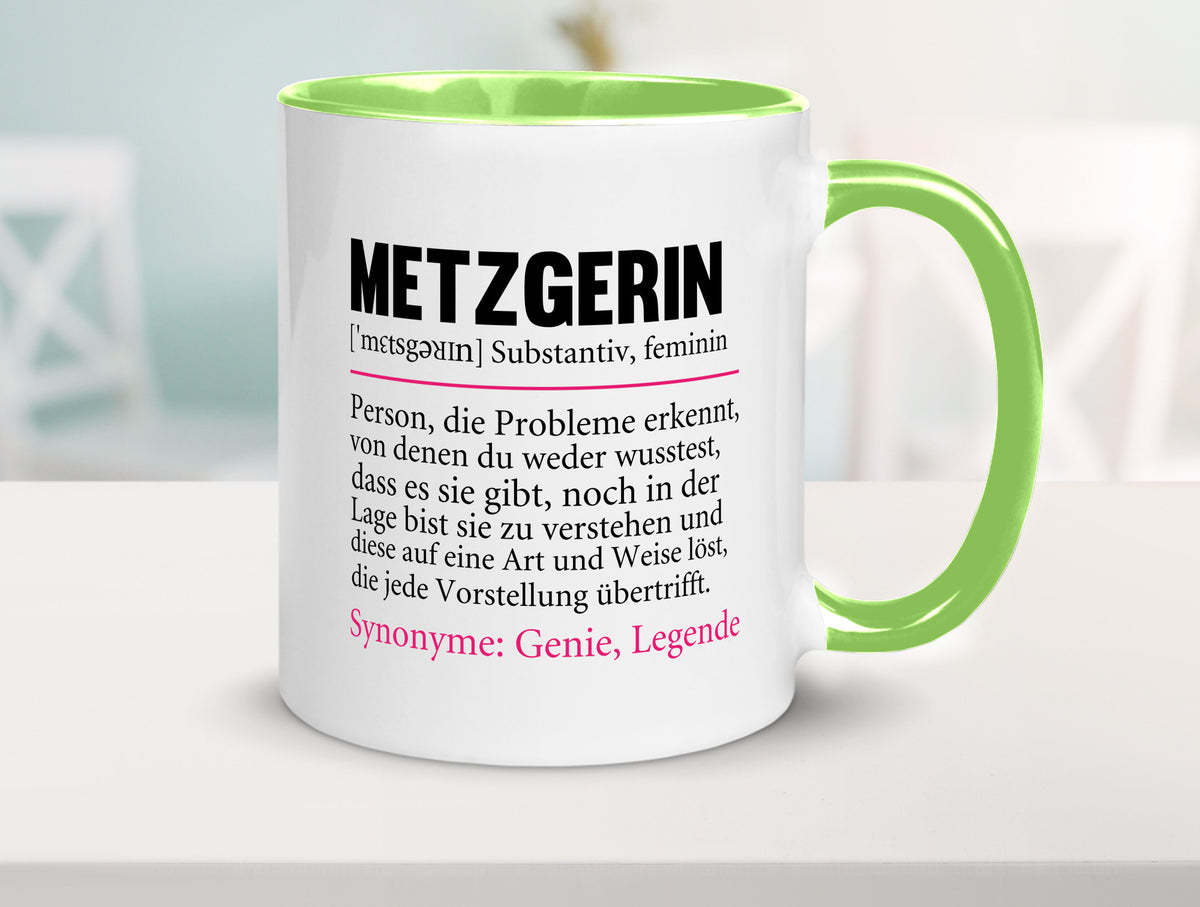 Metzgerin | lustig Fleischerin Humor v2 lustiger Spruch Geschenk Geschenkidee Tasse