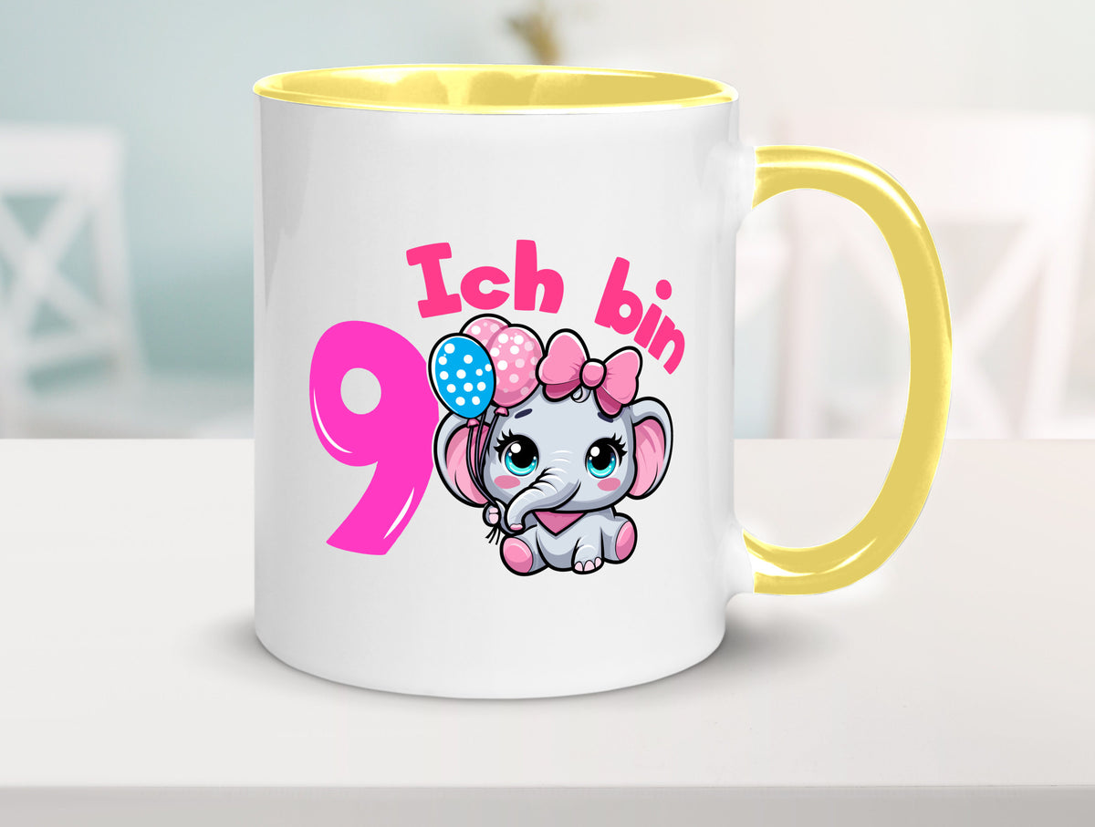 9. Geburtstag | 9 Jahre Elefant Mädchen Geschenk Geschenkidee lustiger Spruch Tasse