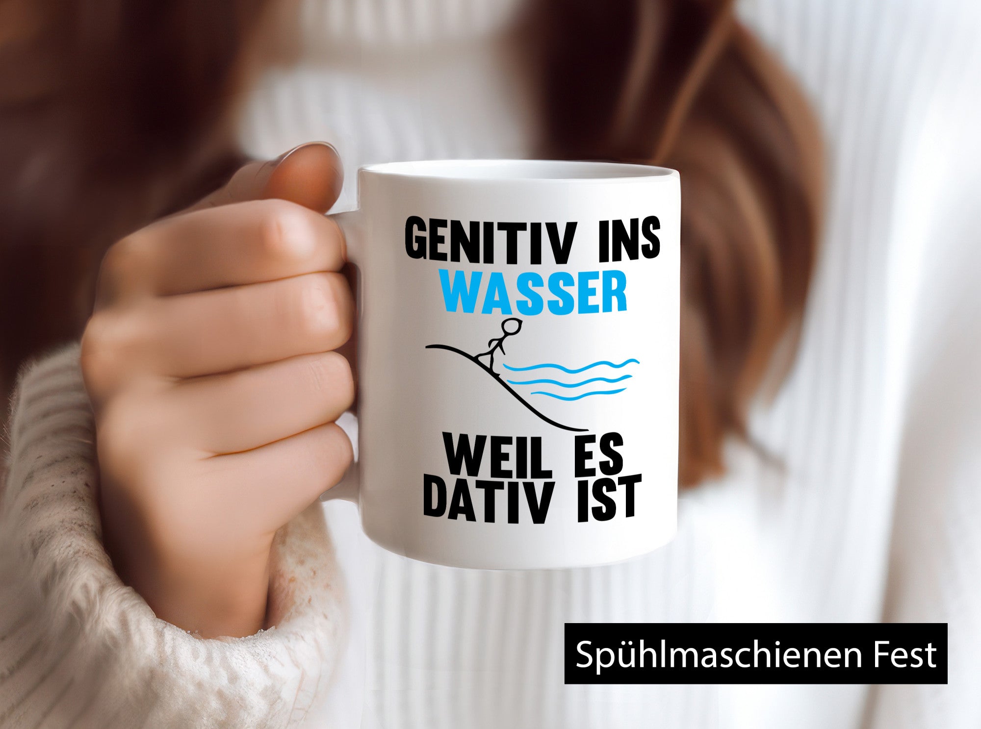 Genitiv Wasser weil Dativ | Grammatik Rechtschreibung Humor Geschenkidee Tasse