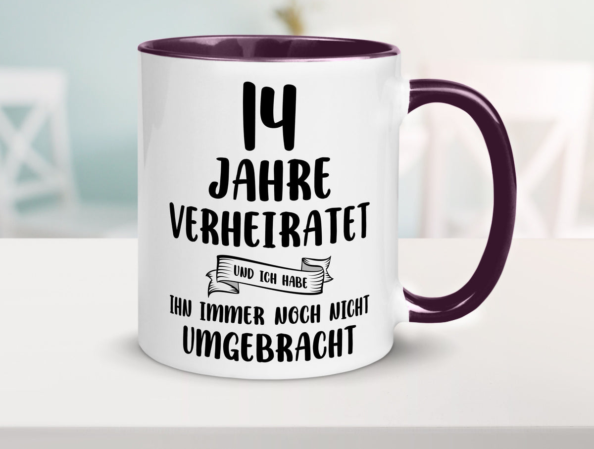 14 Jahre Verheiratet, immer noch am Leben! lustig Humor Geschenkidee Geschenk Tasse