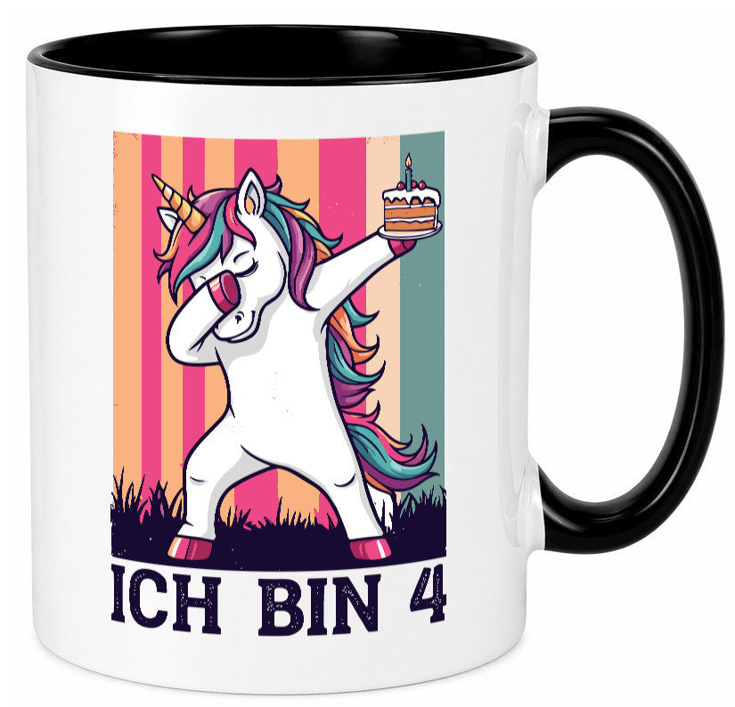 4 Geburtstag | Einhorn Damping Mädchen lustig Geschenkidee Geschenk Tasse