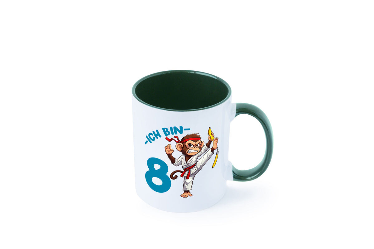 Ich bin 8 | 8. Geburtstag Karate Kampfsport Affe lustiger Spruch Geschenk Tasse