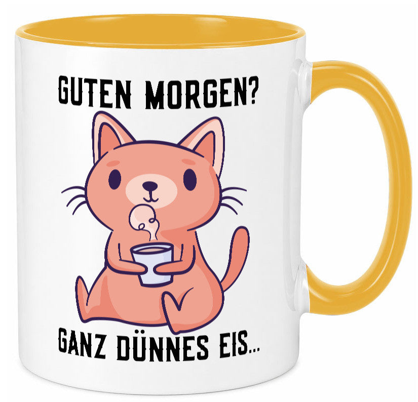 Guten Morgen | Morgenmuffel Dünnes Eis Katze mit Pulli Geschenk Tierliebhaber Tasse