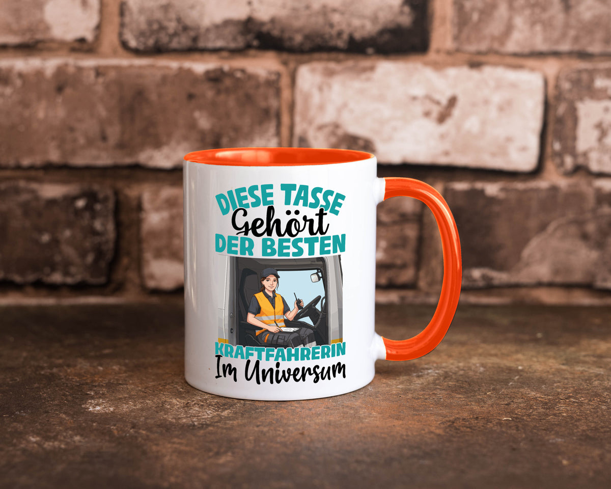 Im Universum: Kraftfahrerin | Lastwagen LKW lustig Humor Geschenkidee Geschenk Tasse