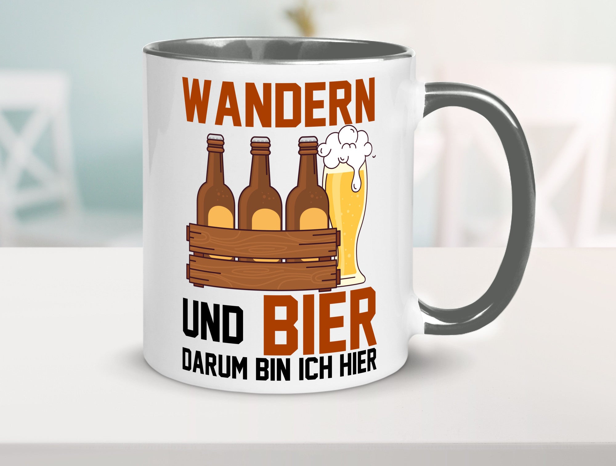 Wandern und Bier darum bin ich hier | Bierkasten lustiger Spruch Geschenk Humor