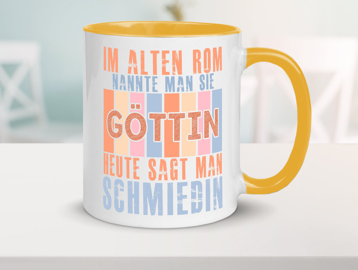 Heute sagt man: Schmiedin | Schmied Beruf Schmiederei lustiger Spruch Geschenk Tasse