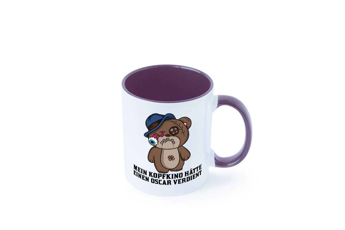 Mein Kopfkino hätte Oscar verdient | kaputter Bär Comic lustiger Spruch Tasse