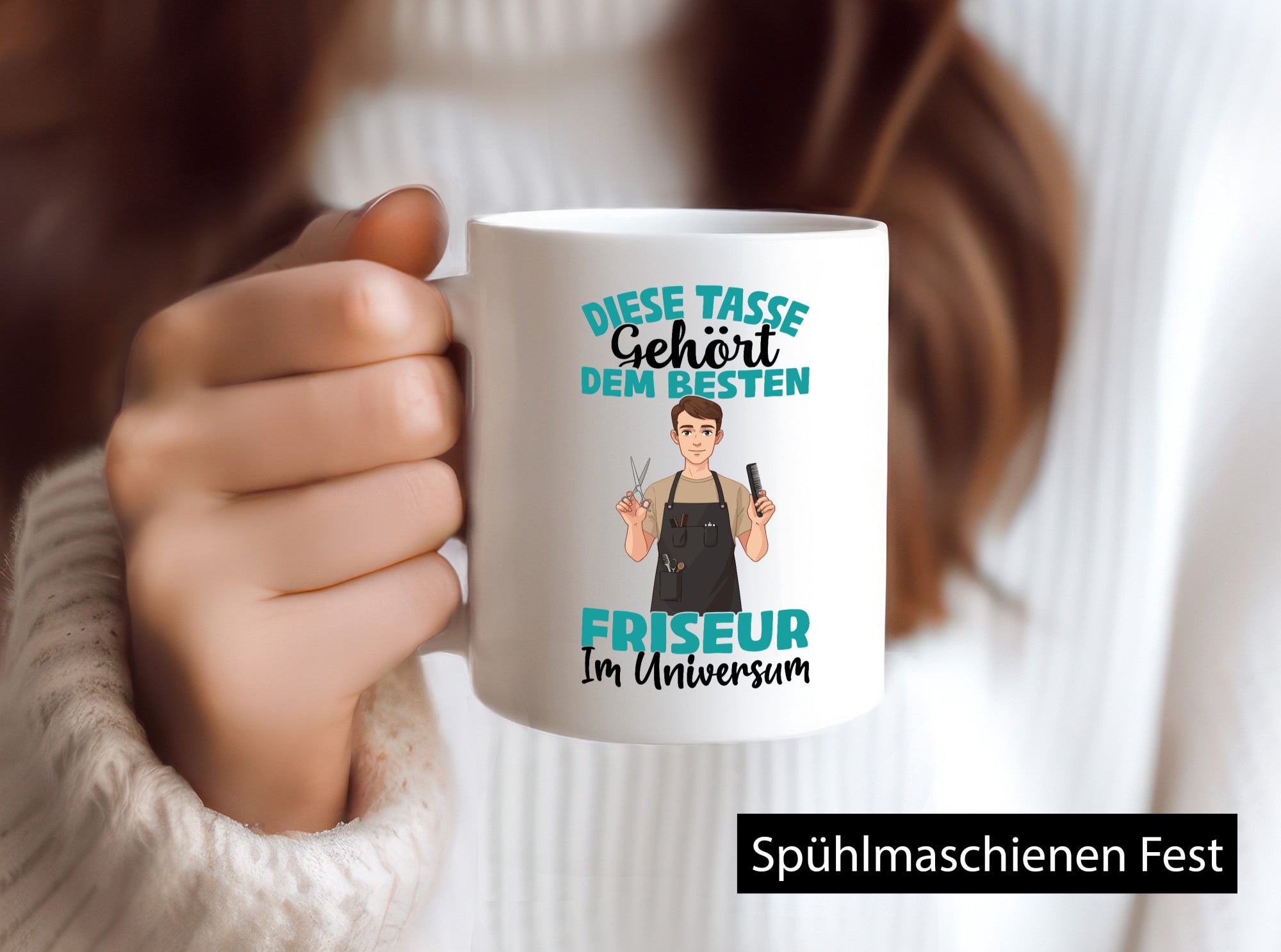 Im Universum: Friseur | Frisör lustiger Spruch Geschenk Humor Geschenkidee Tasse