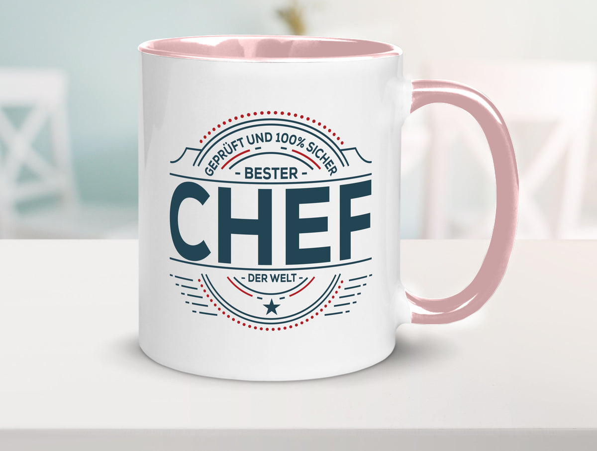 Geprüft und sicher: Chef | Führungskraft Vorgesetzter lustig Arbeit Kollegen Tasse