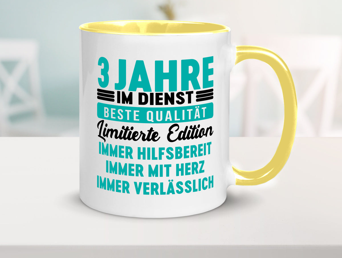 3 Jahre im Dienst | Jubiläum Arbeit v5 lustig Kollegen Büro Geschenk Tasse