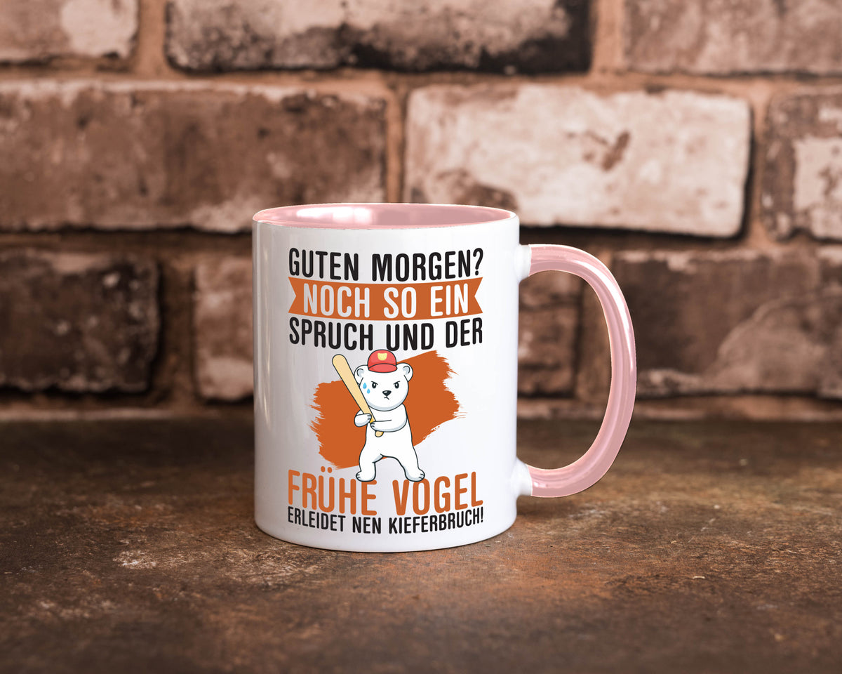 Guten Morgen | Bär Der frühe Vogel erledidet Kiferbruch Humor Geschenkidee Tasse