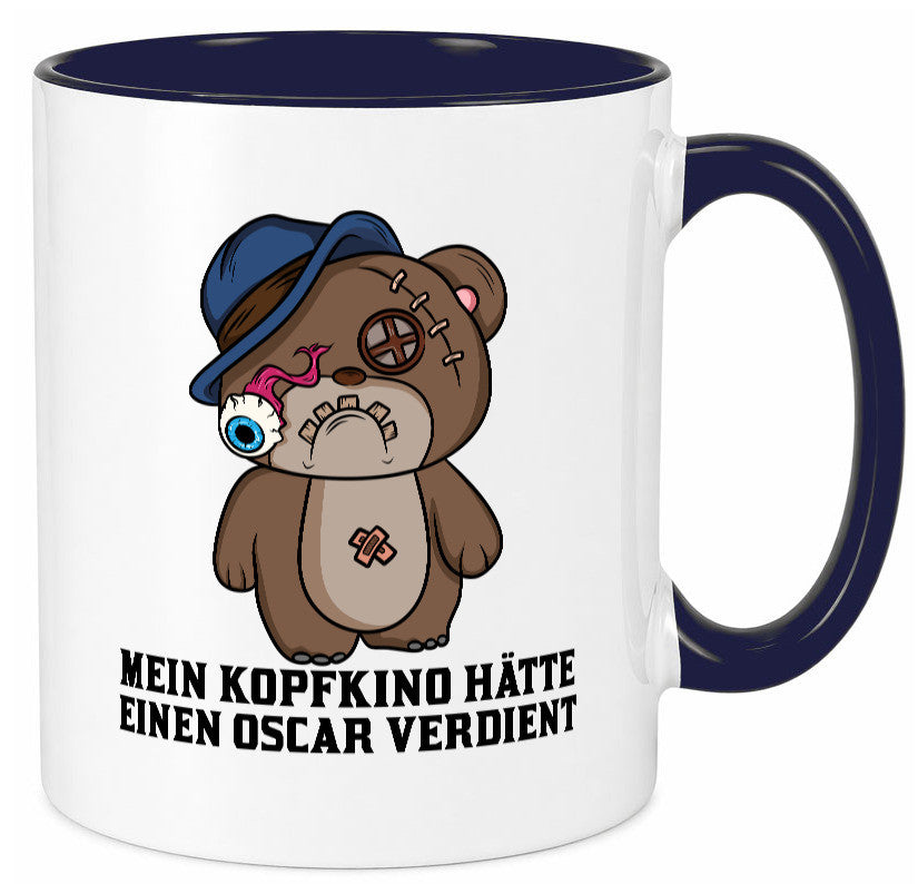Mein Kopfkino hätte Oscar verdient | kaputter Bär Comic lustiger Spruch Tasse