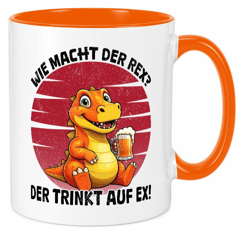 Wie macht der Rex trinkt auf ex | Bier T-Rex v2 lustiger Spruch Geschenk Humor Tasse