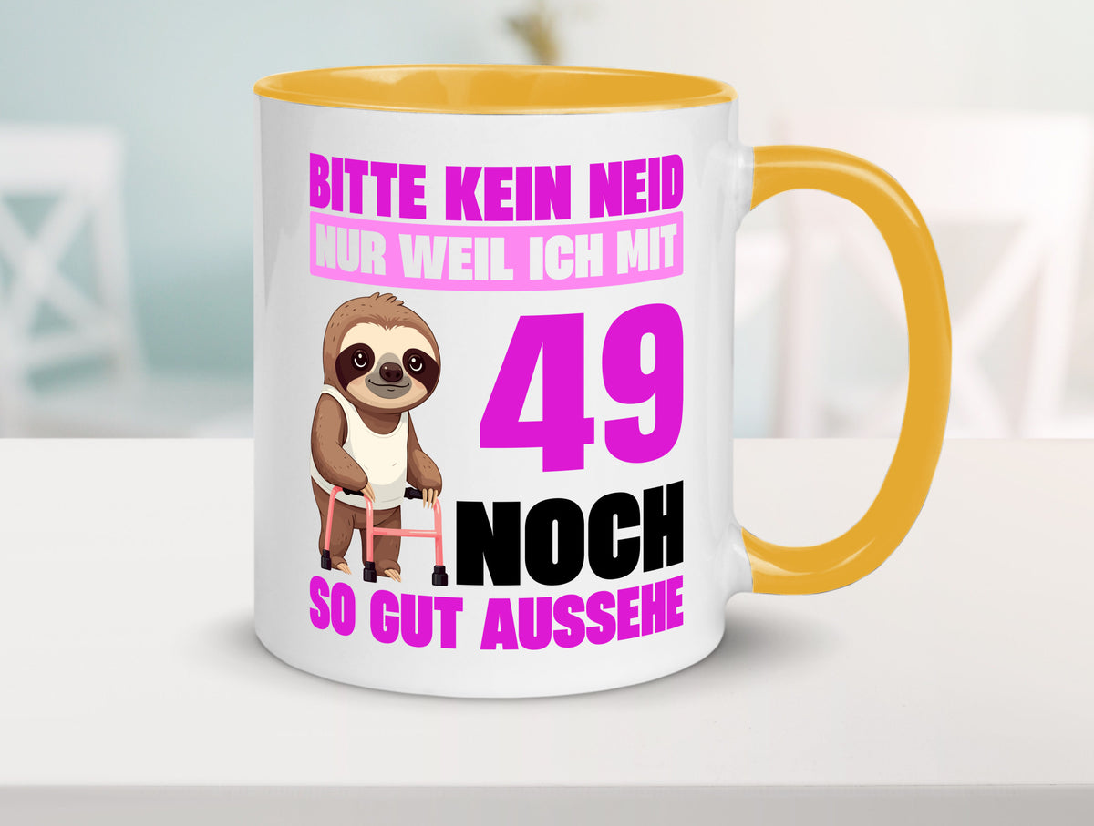 49. Geburtstag | Bitte kein neid Faultier 49 Jahre Humor Geschenkidee Tasse