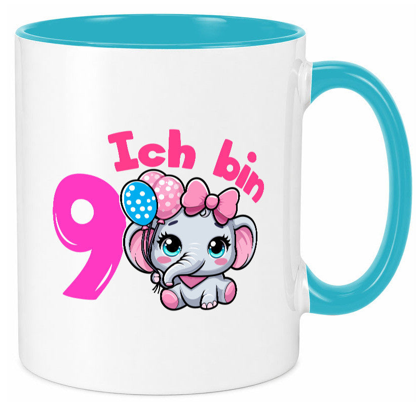 9. Geburtstag | 9 Jahre Elefant Mädchen Geschenk Geschenkidee lustiger Spruch Tasse