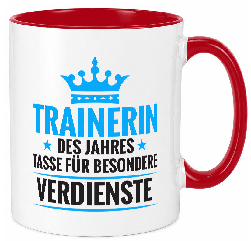 Besonderer Verdienst: Trainerin | Sportverein Humor Geschenk Geschenkidee Tasse