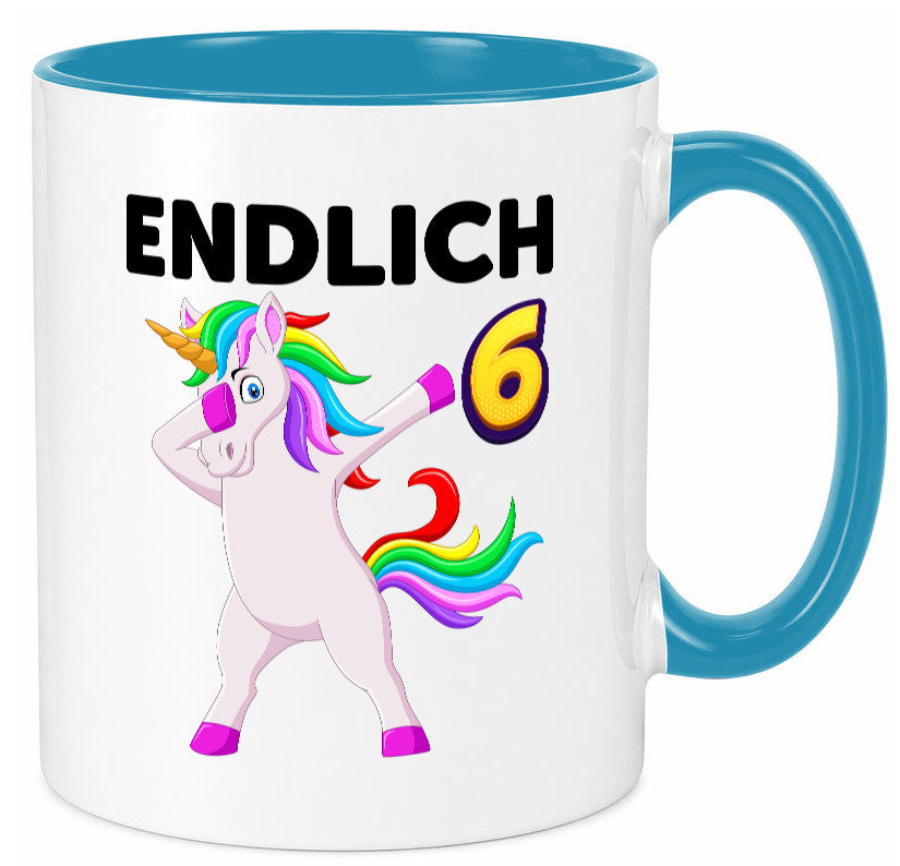 6. Geburtstag | endlich 6 Jahre Einhorn Mädchen Geschenkidee Humor Tasse