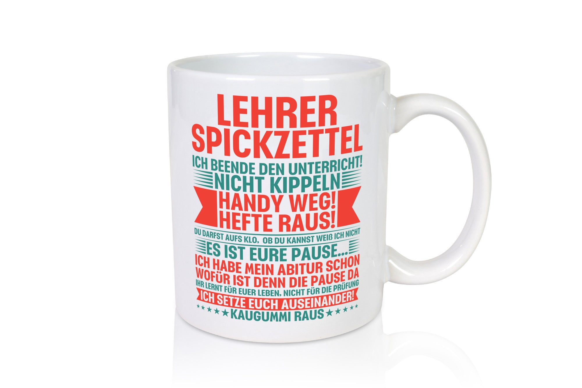 Lehrer Spickzettel | Beruf Tasse lustiger Spruch vl4 lustig Arbeit Kollegen